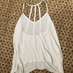 Cream sheer low back blouse